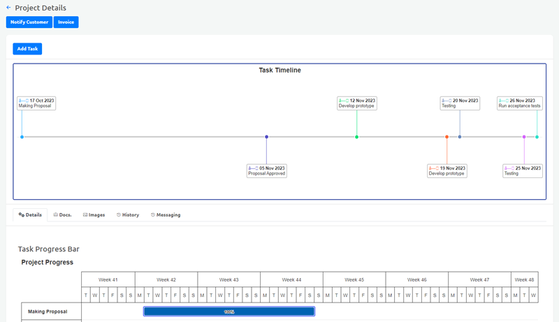 Project Progress Timeline Tracking